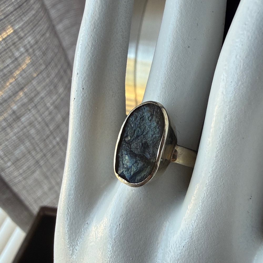 Sterling raw labradorite ring 6 1/2 - Picture 10 of 11